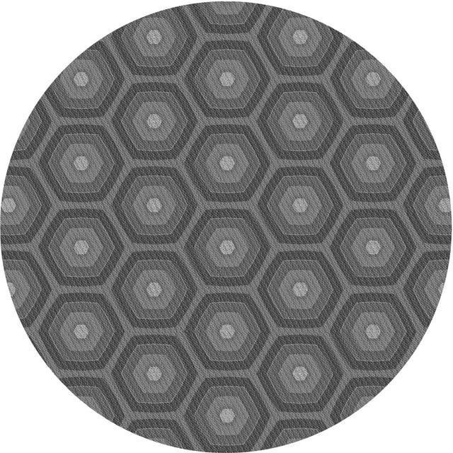 Ahgly Company Tapis de Zone Rond Gris Transitionnel pour Intérieur Lavable à la Machine, 5 Pieds Rond