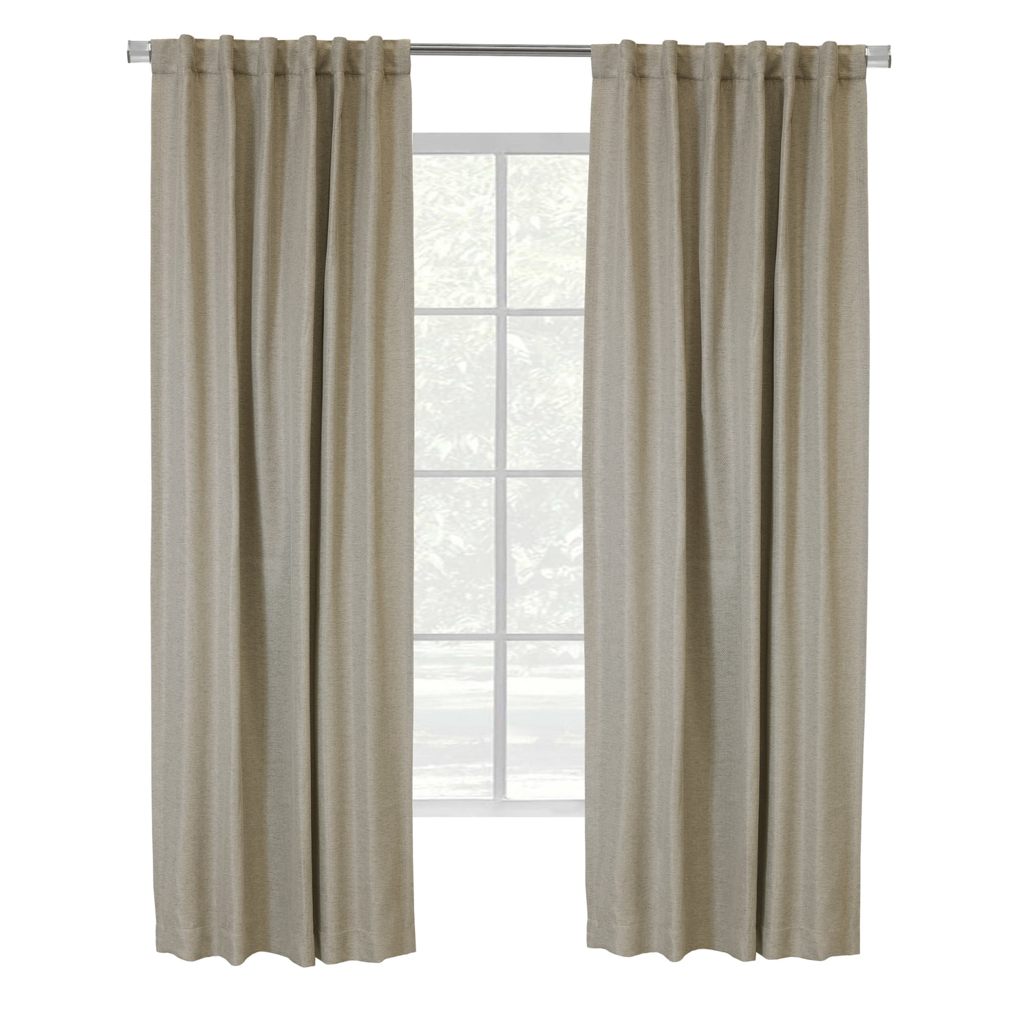 Thermalogic Galati Room Darkening Elegantly Blocking Most Light Dual Header Curtain Panel 52" x 95" Linen