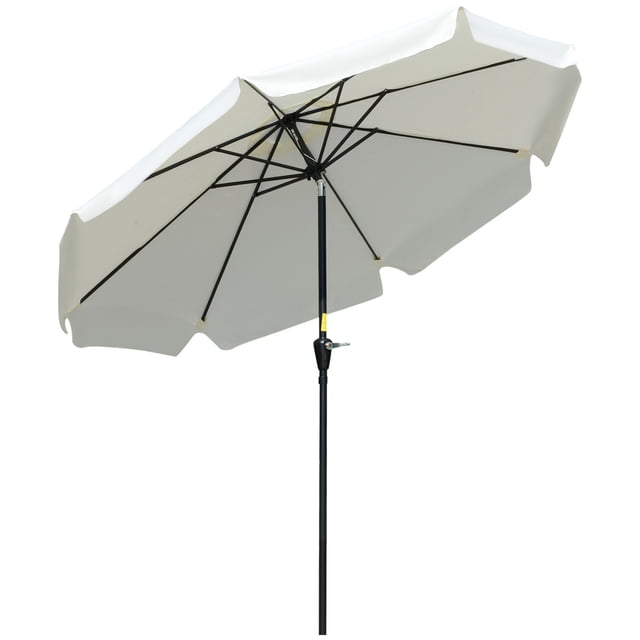 Outsunny Parasol de Patio Extérieur 8,5 Pi avec Manivelle d'Inclinaison pour Terrasse Blanc Crème