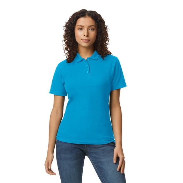 Gildan G648L Polo Piqué Double Softstyle pour Femmes - Saphir - 2TG