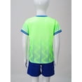 thumbnail image 3 of Sxiwei Kids Boys Soccer Jerseys Contrast Color Football Training Shirt Uniform with Shorts Sets Fluorescent Green 4XS, 3 of 6