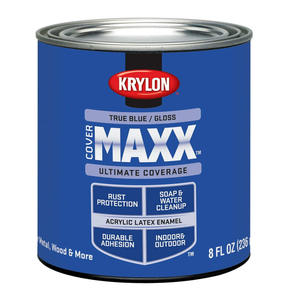 Krylon Cover Maxx Paint, Gloss True Blue, 1/2 Pt
