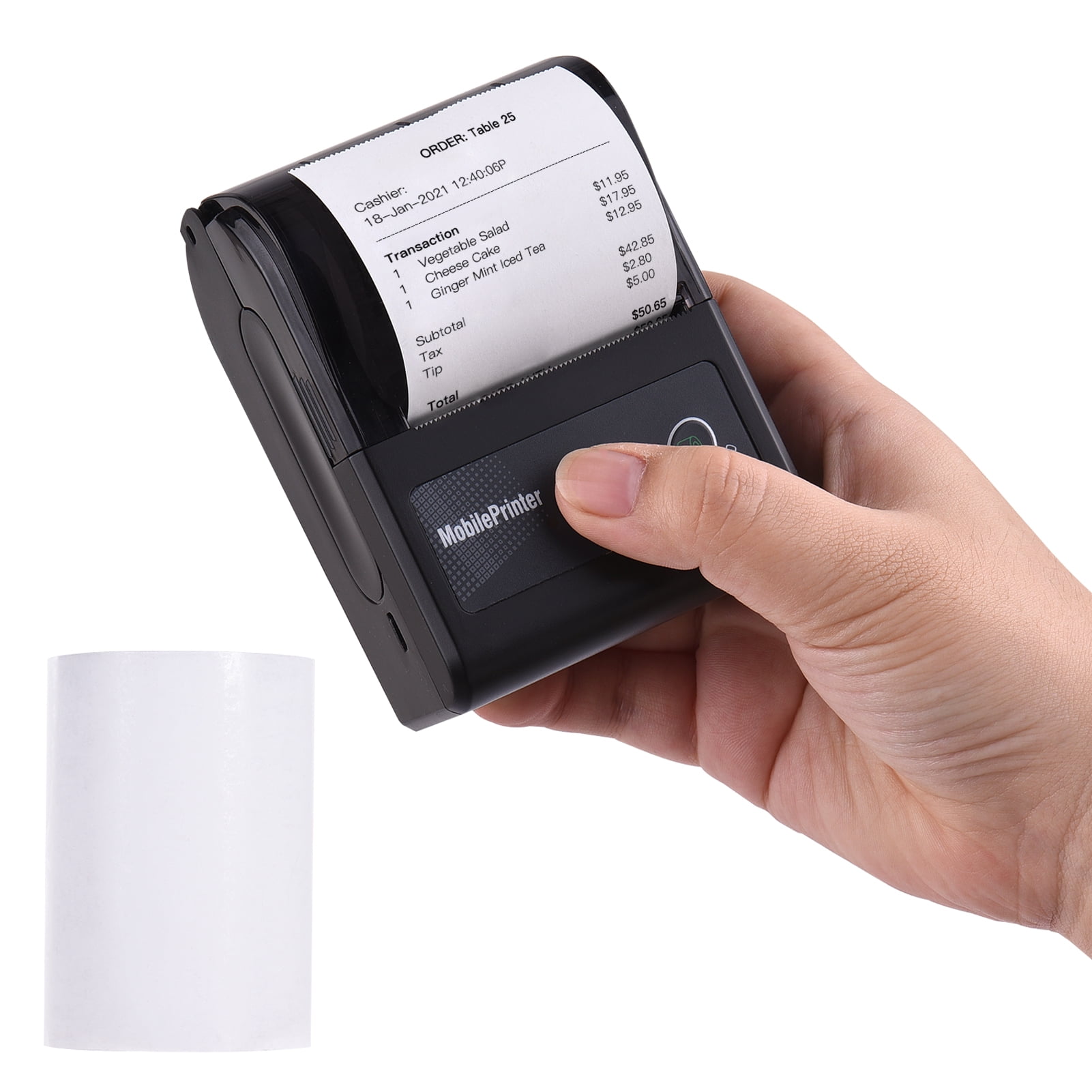 Mini Printer, Wireless Portable Receipt Printer Bluetooth Thermal Bill  Printer 58 mm Directly-Heated Thermal Printer Support The Smartphone