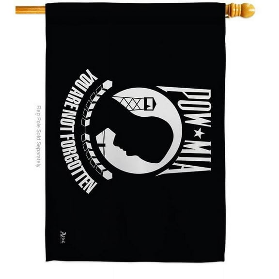 Americana Home & Garden H140307-BO 28 x 40 in. POW & MIA House Flag with Armed Forces Service Double-Sided Decorative Horizontal Flags Decoration Banner Garden Yard Gift