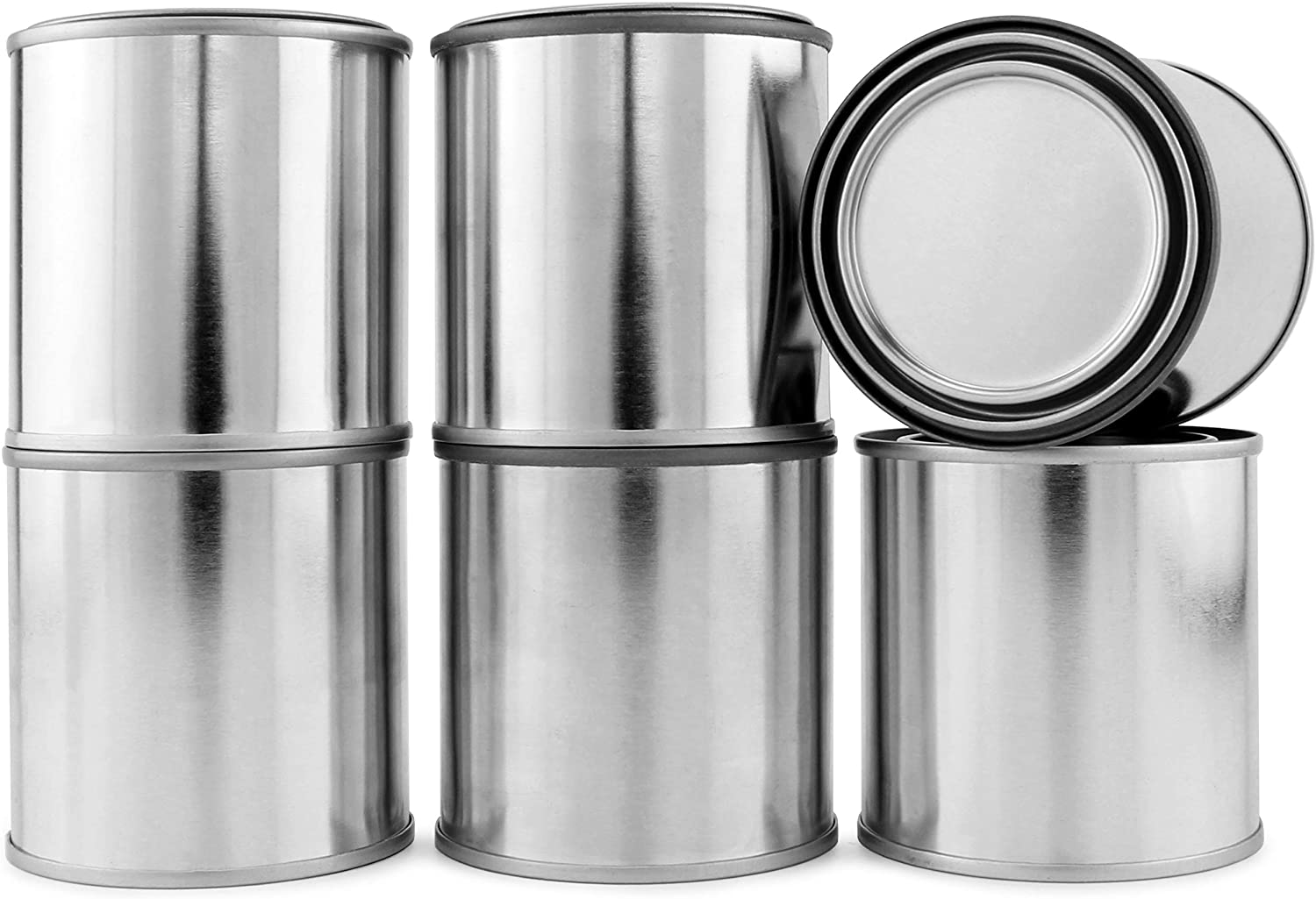 Metal Paint Cans with Lids (1/2 Pint Size, 6Pack) Empty, Unlined