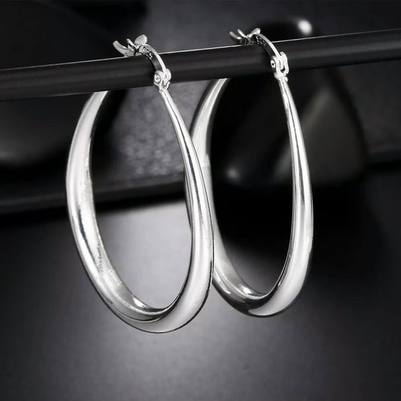 GKNET 925 Sterling Silver U-Shape Hoop Earrings Personality Women Fashion Jewelry