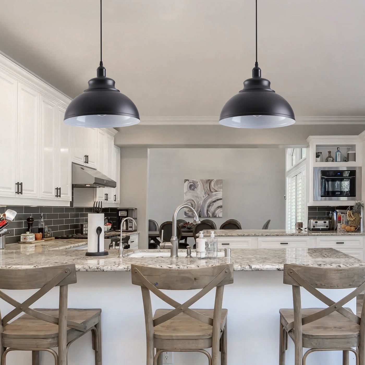 Aiwen Matte Black Pendant Light Modern Light Fixture Hanging Ceiling Lamp Farmhouse Lighting