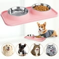 thumbnail image 6 of Armscye Pink Dog Bowls with Feeding Mat, 2 Pcs Stainless Steel Cat Bowls for Food and Water with No Spill Silicone Mat, Pet Dish Bowl for Small Dogs and Cats, 6 of 7