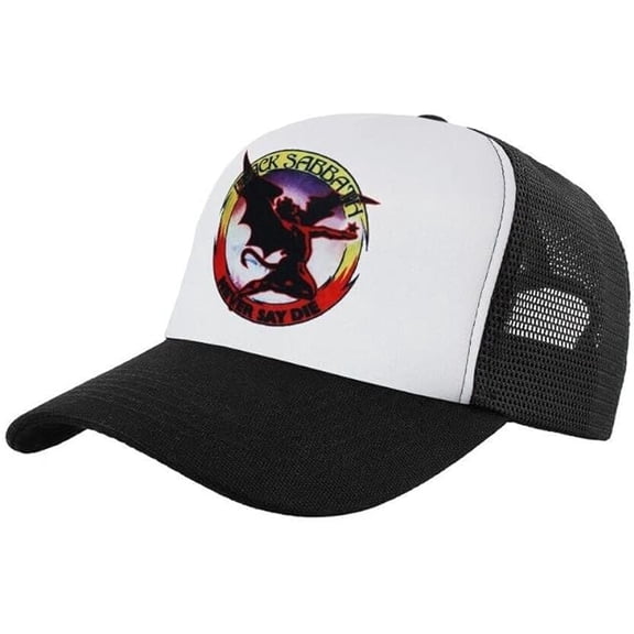 Black Sabbath Never Say Die Mesh Trucker Hat Black White | Officially Licensed Merchandise