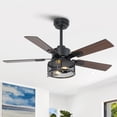 thumbnail image 2 of Vaczon 42" Modern Black Smart Caged Ceiling Fan with Light and Remote for Bedroom and Living Room, 2 of 8