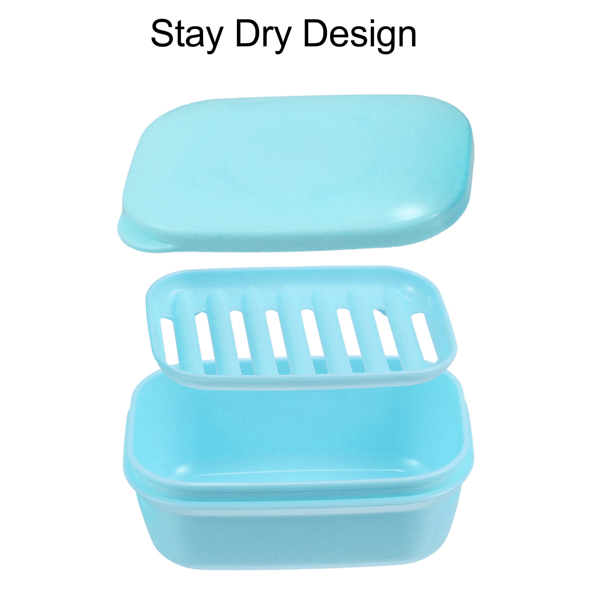 Unique Bargains Soap Dish Keep Soap Dry Soap Cleaning Storage for Bathroom Kitchen Blue