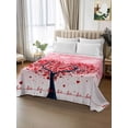 thumbnail image 2 of Red Love Heart Tree Valentines Queen Size Flat Sheet, Wrinkleproof & Fadeproof Cooling Flat Bed Sheet Only, Romantic Pink Ombre Breathable Soft Bedding Top Sheets 90 x 102 Inches, 2 of 8