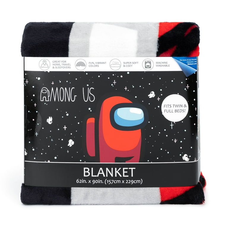Among Us Kids Twin Blanket 62 x 90 Microfiber Red and Black Innsersloth
