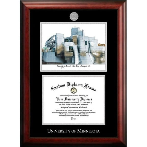 Campus Images MN999LSED-1185 11 x 8.5 in. University of Minnesota Silver Embossed Diploma Frame with Lithograph