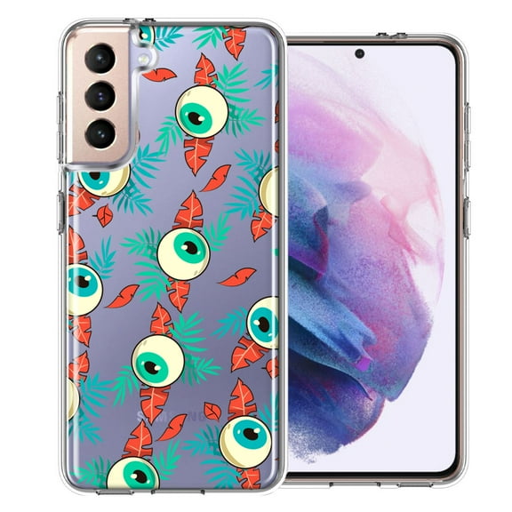 MUNDAZE For Samsung Galaxy S21 Plus Halloween Creepy Tropical Eyeballs Design Double Layer Phone Case Cover