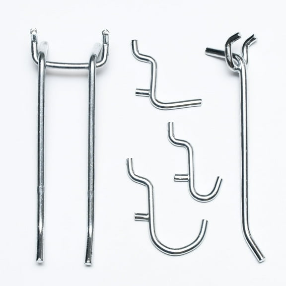 Decko Products DK41011 19 Piece Assorted 1/4 in. Heavy Duty Brushed Finish Garage Peg Hooks