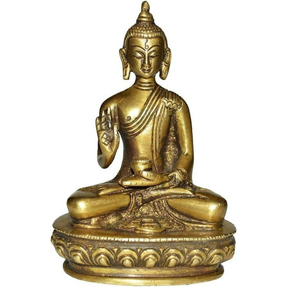 Suryafashion Brass Buddha in Blessing Form Statue, Mix, Standard