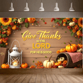 thumbnail image 4 of Wood Background Thanksgiving Banner Harvest Theme Sunflowers Decorative Pumpkin for Fall Decoration Church Event Party, 4 of 9