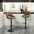 thumbnail image 3 of Art Leon Set Of 4 Swivel Bar Stools Faux Leather Height Adjustable Brown, 3 of 6