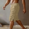 thumbnail image 6 of Viadha Mens Summer Linen Shorts Solid Casual Summer Shorts Elastic Waist Drawstring 5 Inch Side Split Hem Beach Gym Shorts with Pockets, 6 of 8