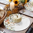 thumbnail image 6 of Fall Round Placemats Set of 4 Orange Leaves Place Mats Thanksgiving Woven Placemat Autumn Green Leaf White Circle Braided Table Mat for Kitchen Dining Table Autumn Party Home Decor 15 Inch, 6 of 9