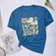 thumbnail image 1 of Fiudx Liquidación de Ahorros de Verano Blusas con Estampado de Flores para Mujer Top de Manga Corta con Cuello Redondo, 1 of 4