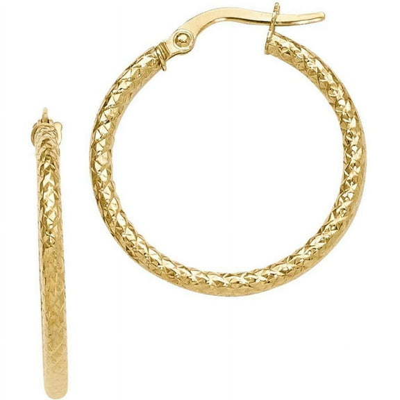 Primal Gold 10 Karat Yellow Gold Textured Hinged Hoop Earrings