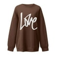 thumbnail image 4 of Oversized T Shirts Shirts for Women Casual Letter Printing Long Sleeve Shirts for Women Pullover Round Neck Fashion T Shirts for Women Weekly-Deals（Coffee,M）, 4 of 4
