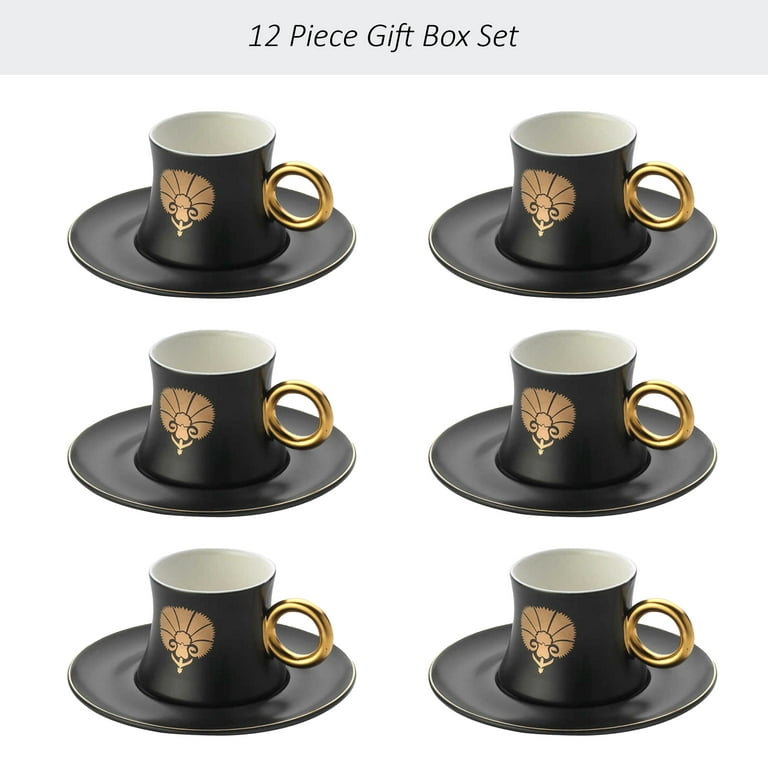 Seljukian Black – Gold Color Luxury Coffee Set For Six Person –