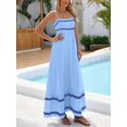 thumbnail image 5 of Light Blue Womens Flowy Sleeveless Maxi Dress With Zigzag Trim For Beach Holiday Casual Wear, 5 of 6