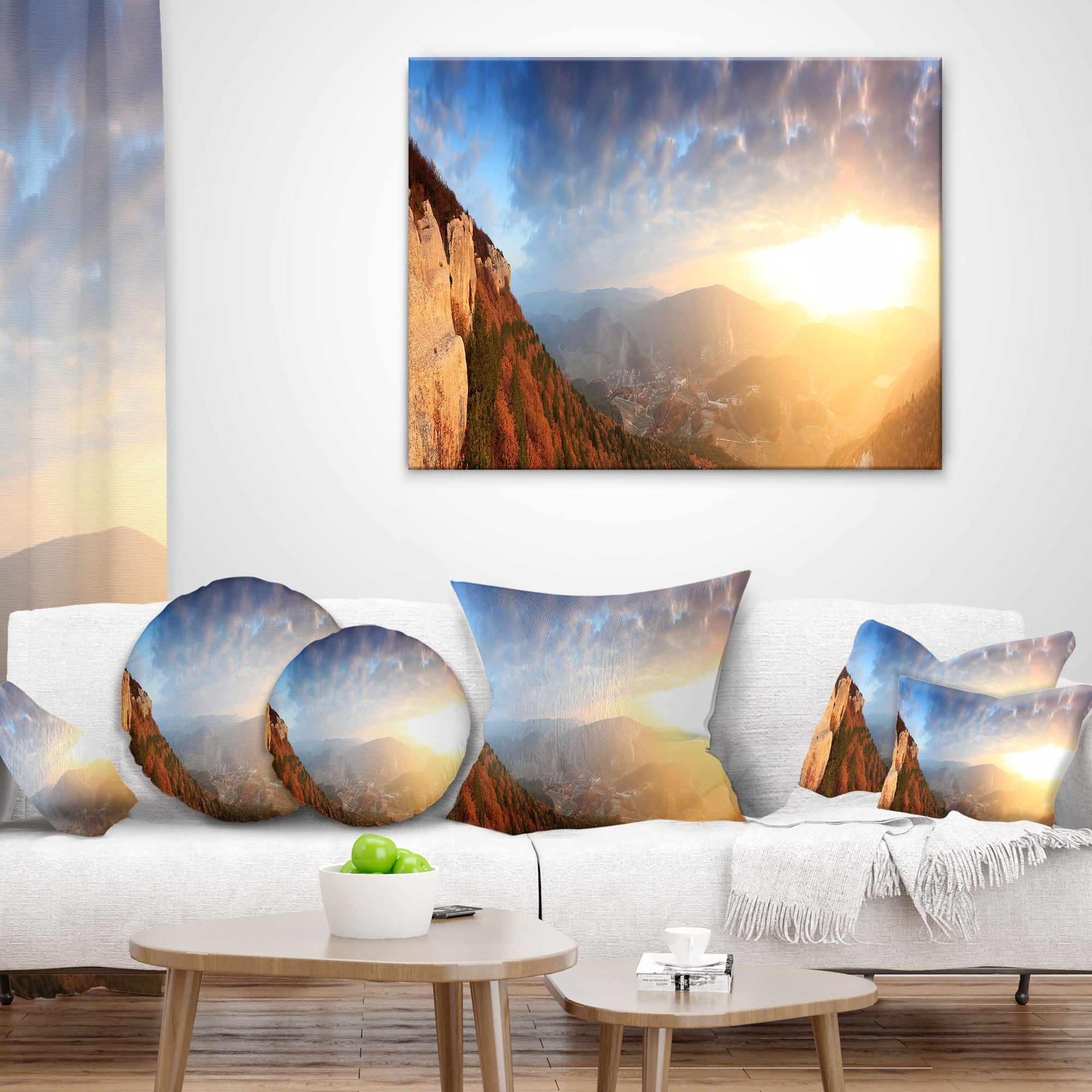 Designart Cave City Eski Kermen - Landscape Photography Throw Pillow - 16x16