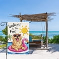 thumbnail image 3 of VOCHIC Welcome Summer Pool Garden Flag 12x18 Double Sided, Burlap Small Golden Retriever Dog Garden Yard House Flags Outside Outdoor Spring Seasonal Pool Porch Lawn Decoration (Only Flag), 3 of 6