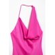 thumbnail image 4 of HH TRAF Vestido asimétrico plisado rosa rojo sexy sin mangas y espalda descubierta para mujer 2024 Vestido largo elegante con cuello halter y escote halter para mujer, 4 of 4