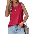 thumbnail image 2 of Casual Sleeveless Tank Tops for Women Summer Round Neck Soft Loose Fit Beach Vacation Tops Shirts, #02 Wine, XXL, 2 of 4