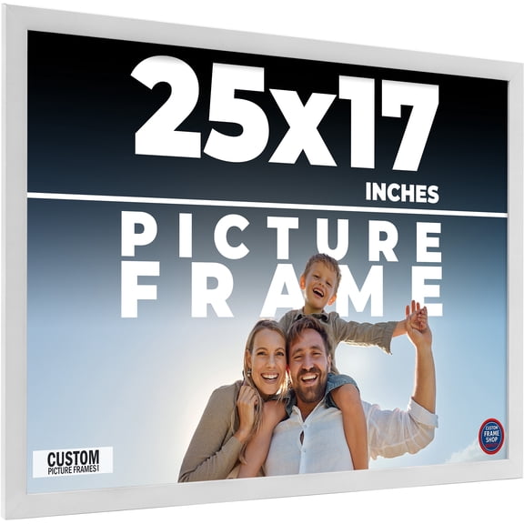 25x17 Frame White Solid Wood Picture Frame Includes UV Acrylic Shatter Guard Front, Acid Free Foam