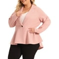 thumbnail image 4 of Agnes Orinda Women's Plus Size Blazer Button Notch Panel Ruffle Peplum Blazers with Pocket 3X Light Pink, 4 of 6