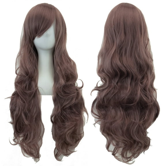 XmhyTop Spiral Curly Long Wig, 32" (80cm) Length, Perfect for Cosplay Costumes, Purple-Brown
