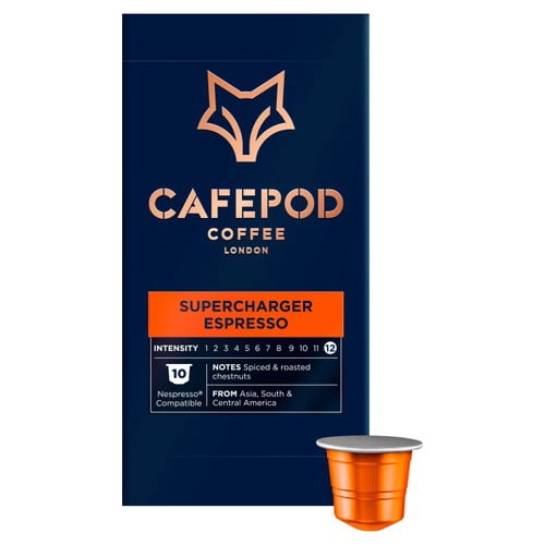 CafePod Supercharger Espresso Nespresso Compatible Aluminium Coffee Pods, 10 pods per pack, British Import (Pack of 3)