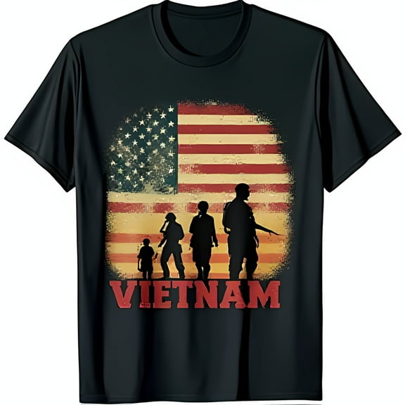 Graphic Black T-Shirt with Silhouettes Vietnam