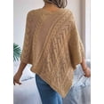 thumbnail image 6 of Women Knit Poncho Sweater Irregular Hallow Out Cape Casual Fashion Knitted Shawl Wraps Fall Winter Khaki S, 6 of 10