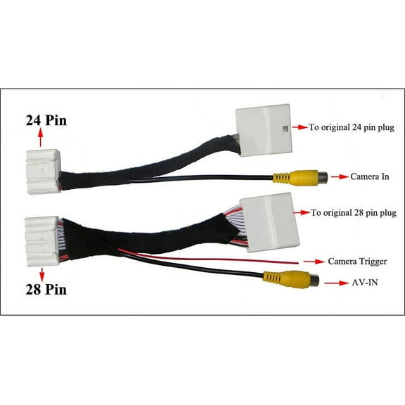 28 Pins Front Backup Camera & 24 Pin Rear Camera Cable For Toyota Land Cruiser