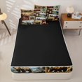 thumbnail image 4 of Erosebridal Mountain Timber Pattern Zipper Full Size Comforter Sets with Fitted Sheet and 2 Pillowcases,Pinecone Paw Print Zipper Bedding Set,Red Tan Teal,Black Reversible, 4 of 6