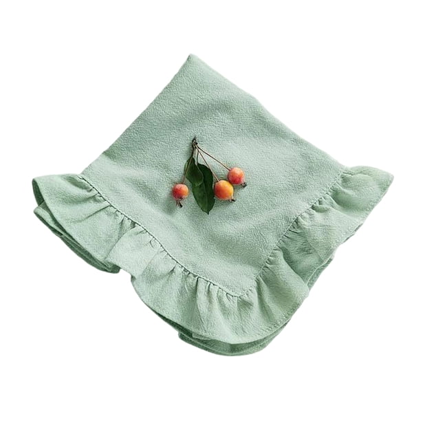 Mantel individual de color puro, plisado, con borde con volantes, lavable a máquina, ideal para desayunos, té de la tarde, decoración de mesa