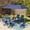 Blue Chairs and Navy Blue Umbrella, variant on SUMMIT LIVING 8 Pieces Outdoor Patio Dining Set with 13FT Umbrella, High Back Swivel Textilene Chairs and Metal Patio Table for 6, Black & Brown Gray