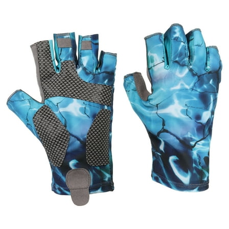 Uxcell Fishing Gloves Breathable Fingerless Fishing Sun Protection Gloves for Men and Women, Blue (L Size)
