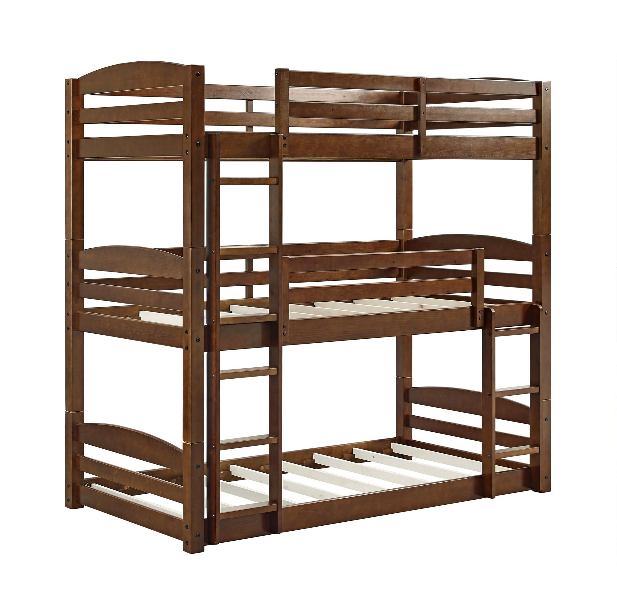 Better Homes and Gardens Tristan Wooden Triple Floor Bunk Bed, Mocha