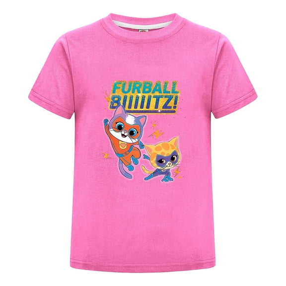 Kids Cartoon T-Shirt Featuring Super Kitties – Boys Girls Colorful Tee – Summer Short Sleeve Top – Cute Character Shirt – Fun Birthday Gift