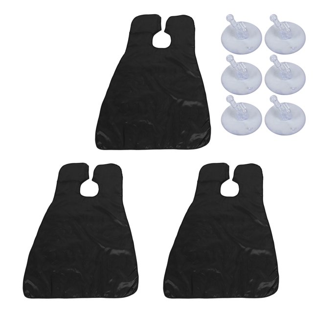 3 Pcs Attrape-Barbe Imperméable pour Hommes Coupe de Barbe Cape de Rasage Tablier Outil de Coiffure Maison Noir