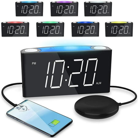 Super Loud Alarm Clock With Bed Shaker For Heavy Sleepers Deaf And Hard Of Hearing 7 Large Led Screen Full Dimmer Canada Super Loud Alarm Clock With Bed Shaker, Super Loud Alarm Clocks