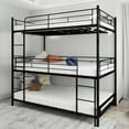 thumbnail image 2 of Newest Triple Bunk Bed Black,Metal Frame with Built in Ladder & Guardrails, Space Saving for Bedroom & Dorm, 2 of 13